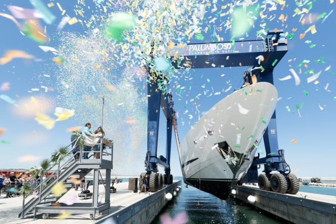 Motor yacht CLORINDA at launch last month. Photo credit ISA Yachts