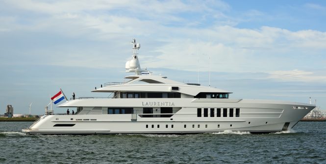 Superyacht LAURENTIA spotted in Holland returning from her sea trials. Image credit - Kees Torn