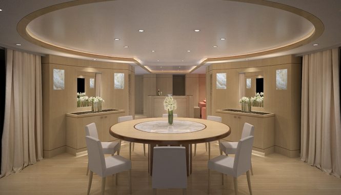 Formal dining aboard motor yacht BLUE VISION