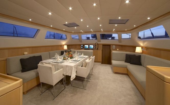 Luxury ketch NEPHELE - Salon and formal dining area