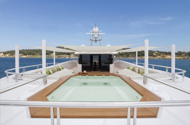 Motor yacht MOGAMBO - Sundeck Jacuzzi. Photo credit: Bruce Thomas