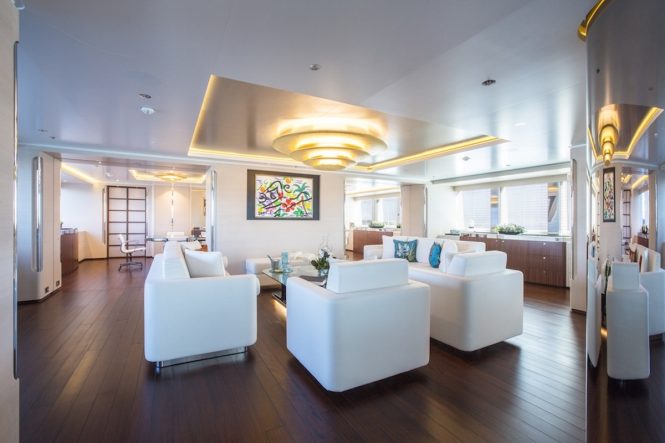 Superyacht AQuiJo - Salon. Photo by Stuart Pearce