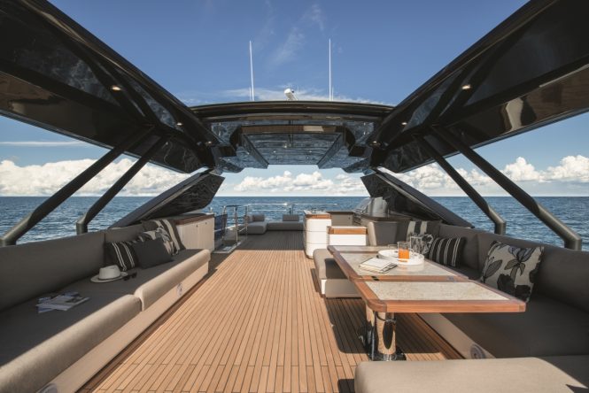 Superyacht MCY 96 - Flybridge. Photo credit Monte Carlo Yachts