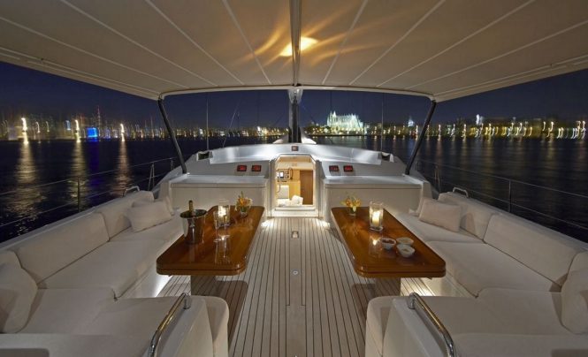 Superyacht NEPHELE - Cockpit dining at night