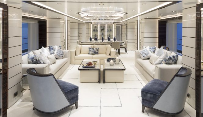 Superyacht RAZAN - Main salon. Photo credit Guillaume Plisson