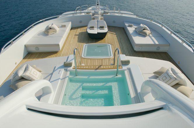Motor yacht SIREN - Sundeck aft with Jacuzzi. Photo credit Nobiskrug