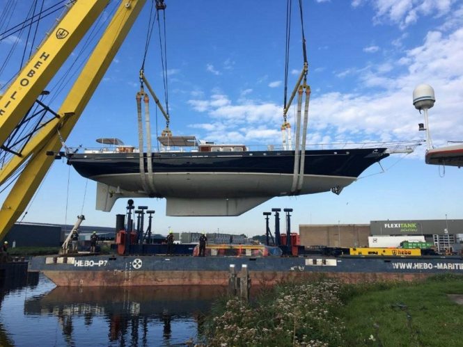 Sailing yacht REESLE preparing for refit at the Claasen Shipyards