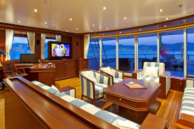 Skylounge seating aboard motor yacht AXANTHA II