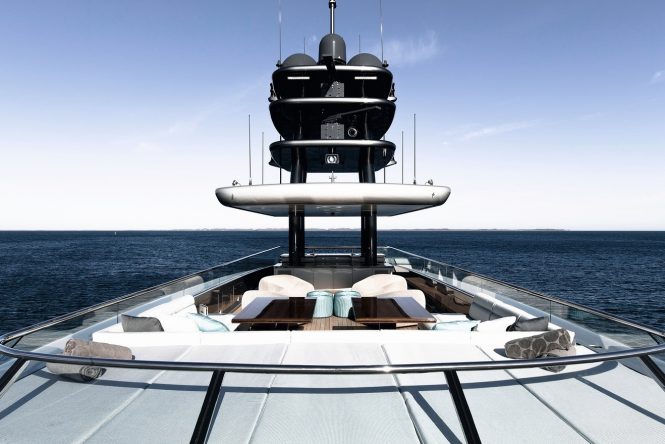 Superyacht SILVER FAST - Sundeck lounge and aft Jacuzzi. Photo credit Silver Yachts