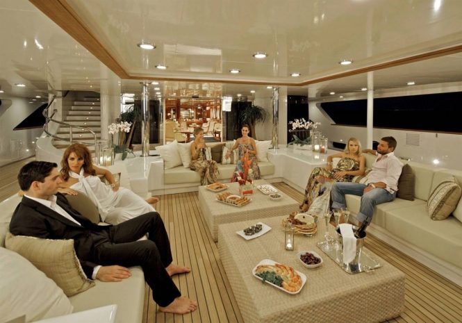 Getting ready to party aboard O'MEGA available in Croatia