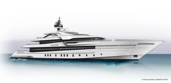 60m Project Falcon designed by Omega Architects under construction at Heesen Yachts