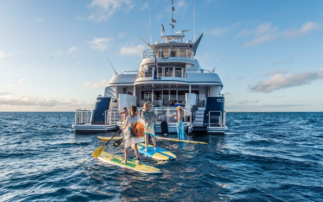 Enjoying the water toys with SPIRIT catamaran