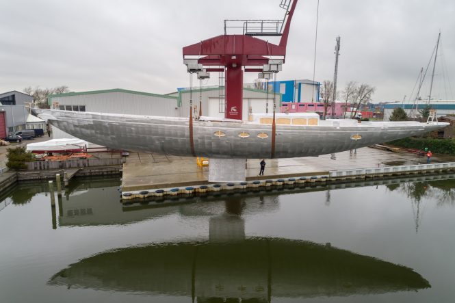 Hoek Designed TC127 Truly Classic sailing yacht at launch - Photo credit Hoek Design