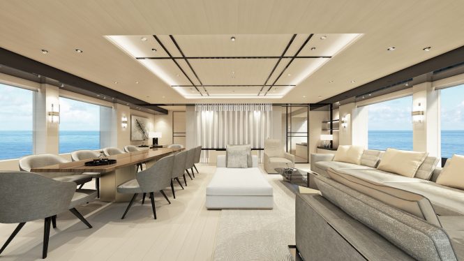 Saloon and dining aboard NedXplor 38