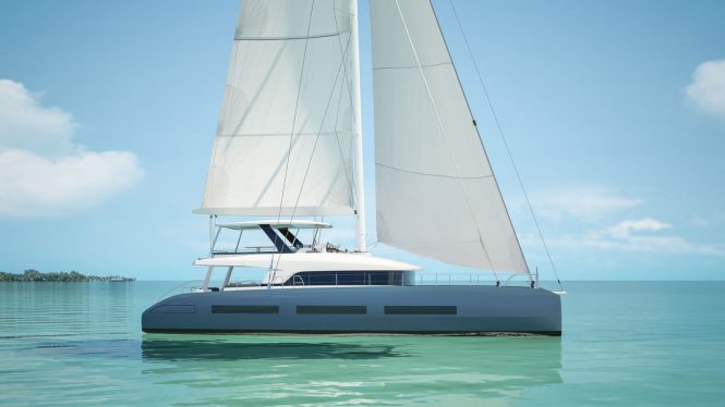 Profile of Lagoon Seventy 7 catamaran - rendering - sistership