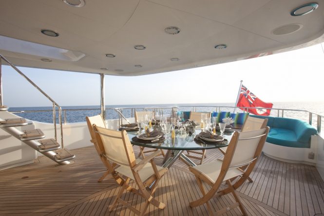 Aft deck alfresco dining area