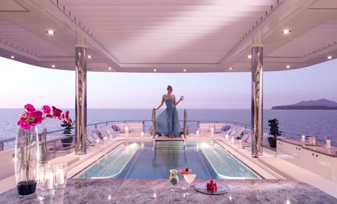 Evening aboard superyacht Titania