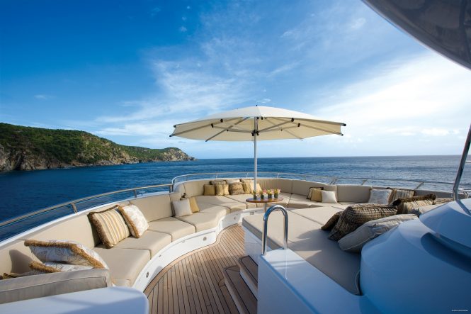Exceptional sunbathing and relaxation areas throughout the entire yacht