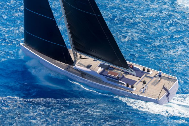 Swan 98 under sail - rendering