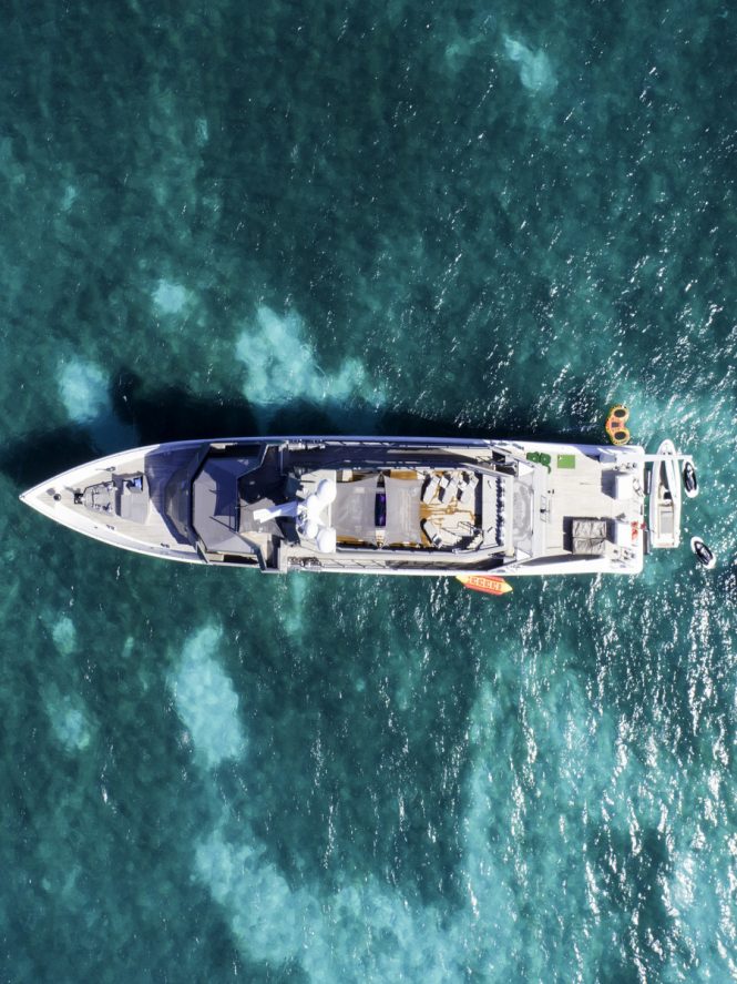 aerial view of the motor yacht MIZU