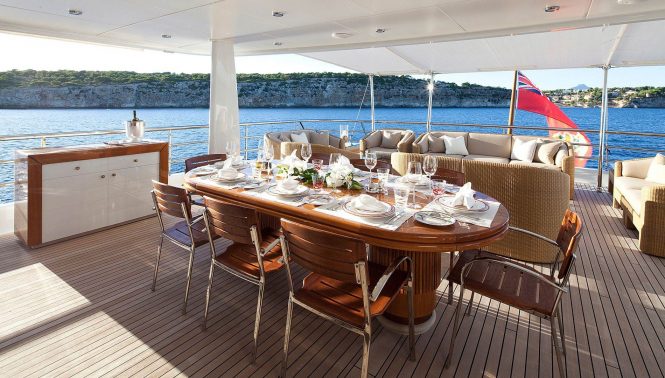 Aft deck offering a spacious area with an alfresco dining possibility and additional seating
