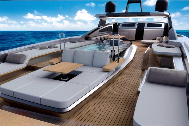 Flybridge with swimming pool - Credit CCN shipyard