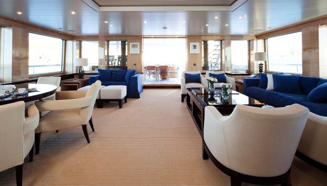 Interiors by Laura Sessa aboard the elegant motor yacht LA MIRAGE