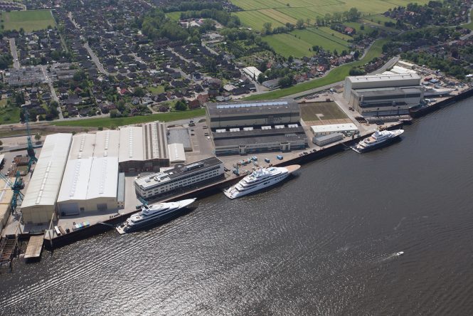 Lurssen shipyard in Lemwerder - Photo credit to Lurssen
