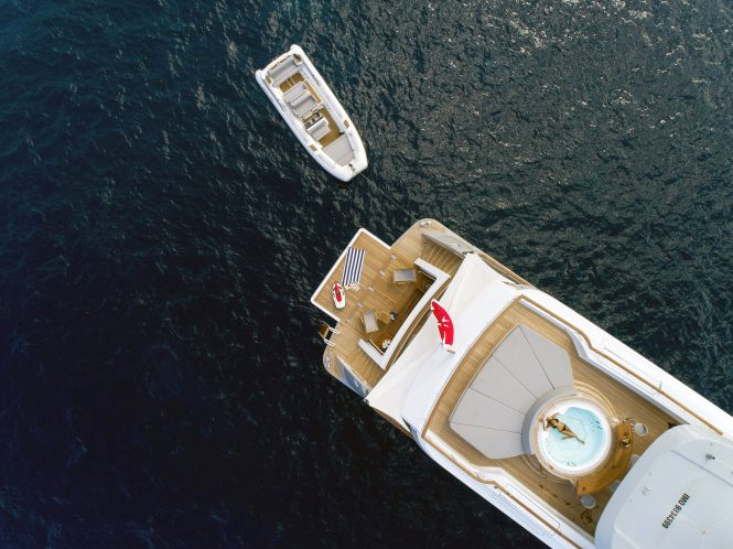 Aerial view of the aft deck and Jacuzzi