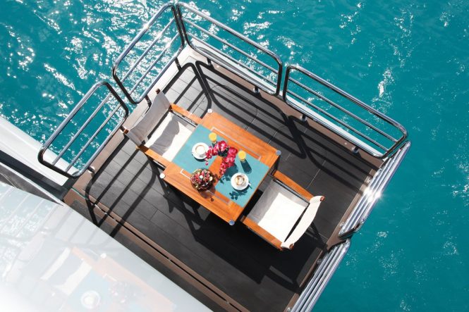 Fold out balcony from the stateroom