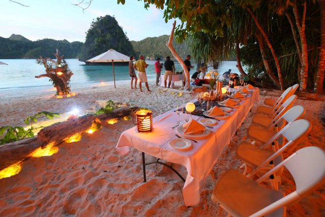 Beach dinner set up for you and your friends