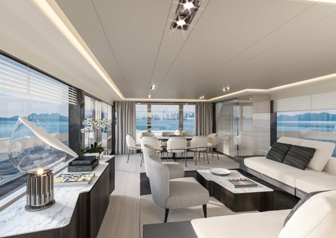 DYNAMIQ GTT 100 superyacht saloon render