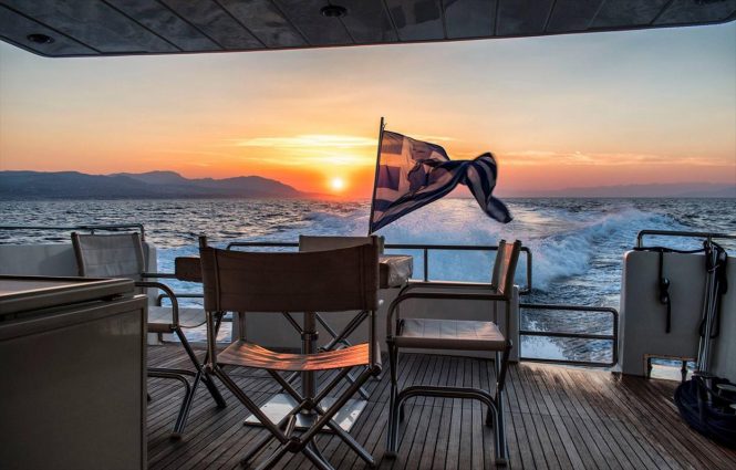 Fabulous views of the sunset from the spacious aft deck