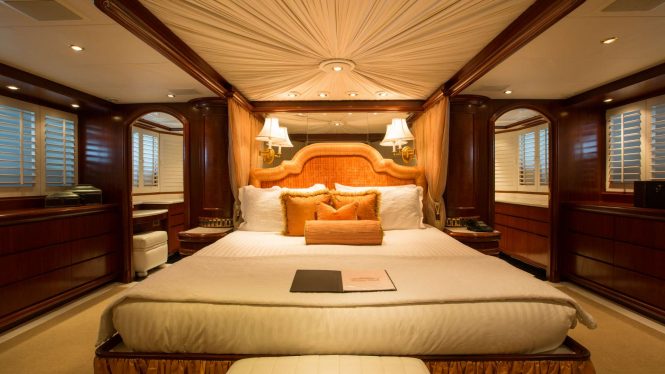 Master stateroom with plenty of storage space