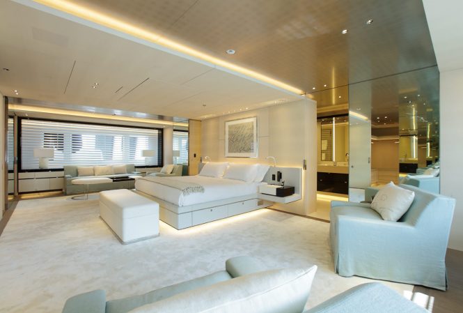 Spacious and bright master suite offering a private retreat aboard