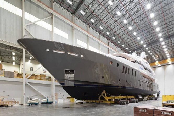 Motor yacht MLR getting ready for launch at Delta Marine shipyard - Photo © Delta Marine