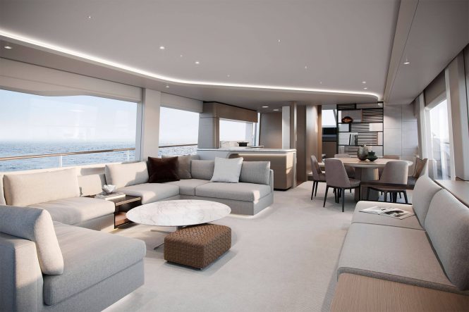 Interior of Princess Y85 yacht ©Princess Yachts