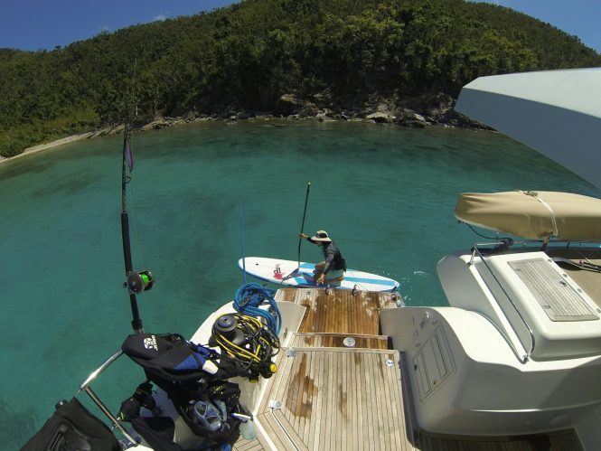 Aft swim platform with water toys