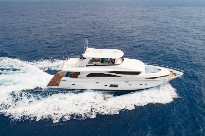 Luxury yacht Johnson 80 aerial