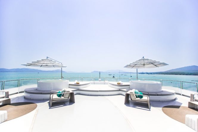 Sun deck with two Jacuzzis and fabulous areas to lounge around