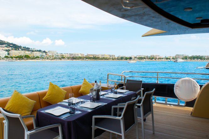 Aft deck dining area