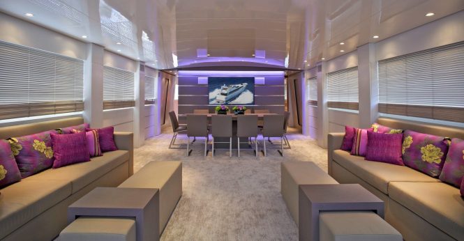 Modern saloon with dining area and large windows for fantastic views