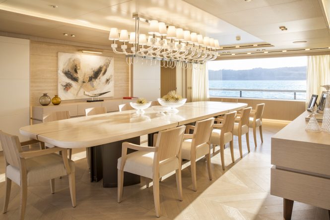 Elegant dining area on the main deck