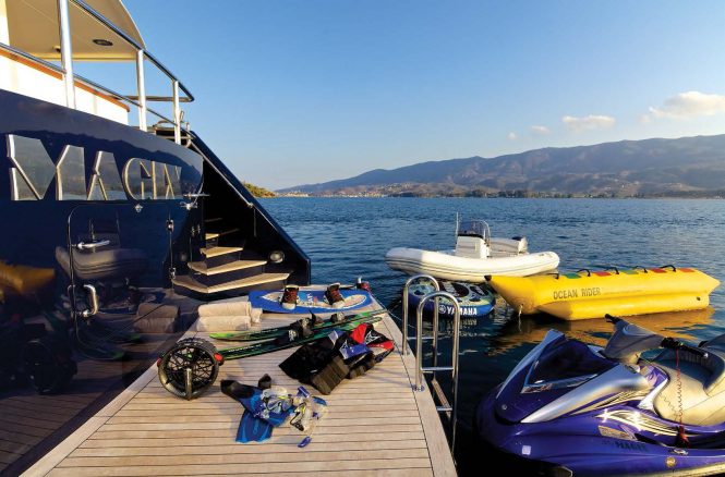 swim platform with toys