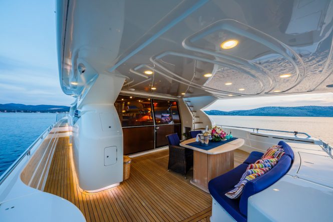 Aft deck dining and seating area