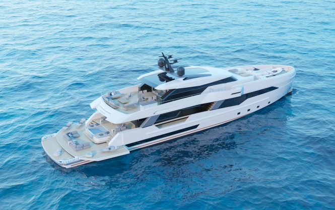 WIDER 135 yacht aerial view