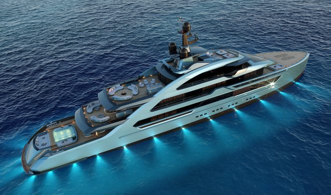 aerial view of the yacht