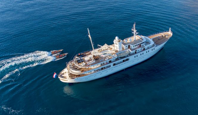 Aerial view showcasing the expansive deck areas for guests to enjoy