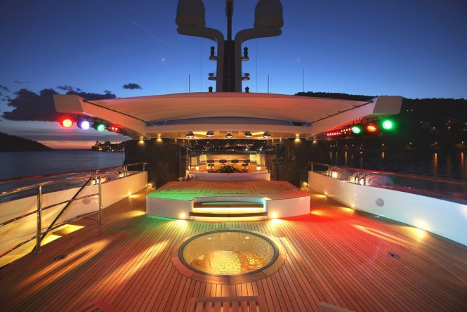 Dance floor for evening discotheques and social gatherings