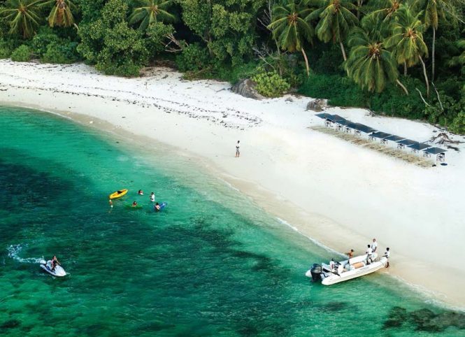 Enjoying the water toys selection